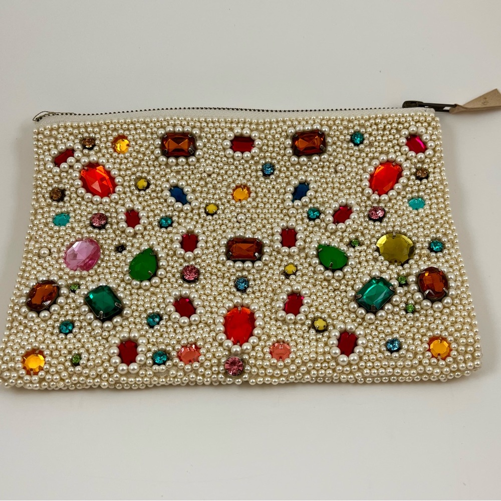 Beaded gemstone and pearl clutch from Anthropologie.  EUC.